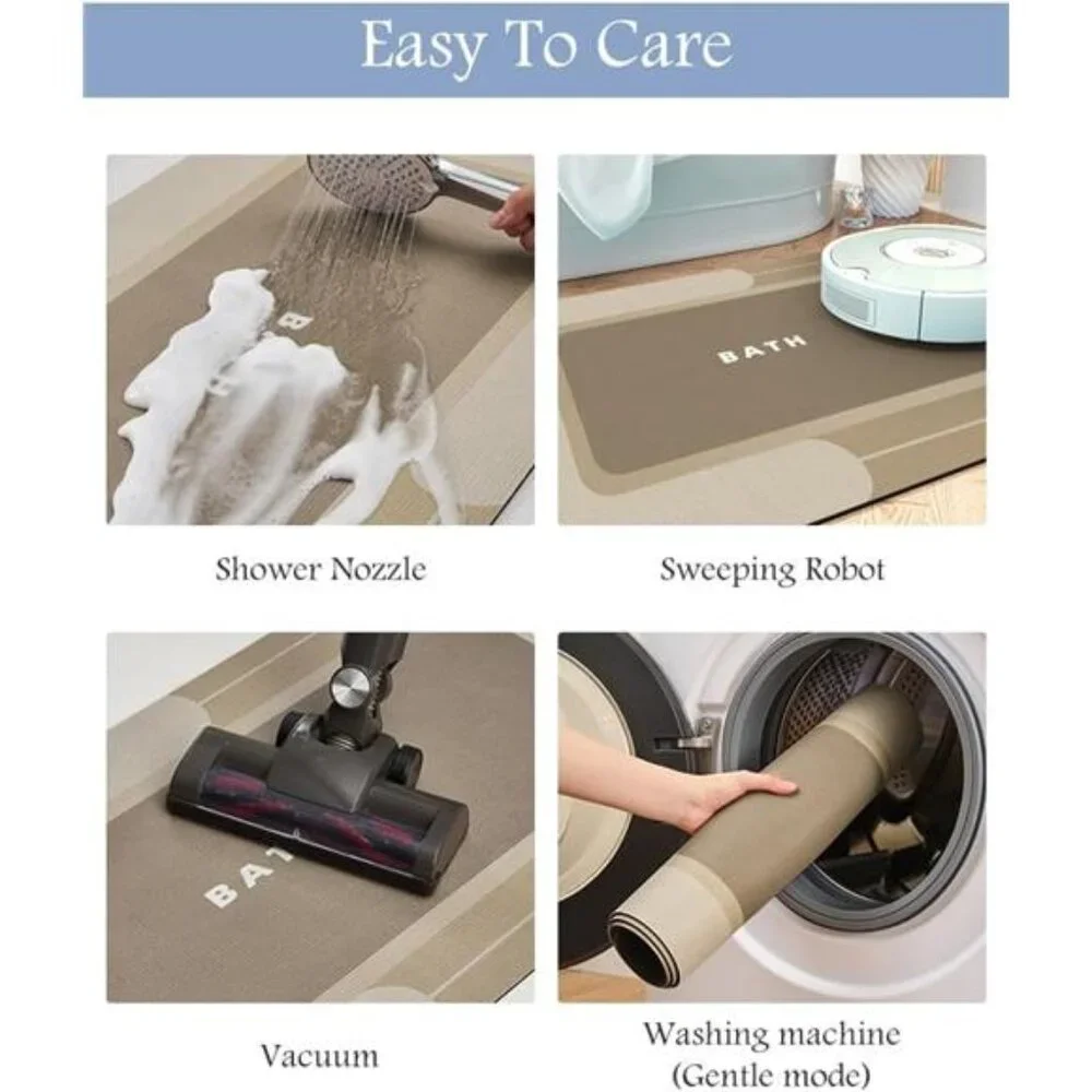 New Bath Mat-Bath Mat Rug Non Slip Super Absorbent Stain Resistant Quick Dry